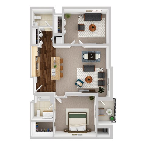 Floor plan for 2 beds, 1.5 baths, 1078 sqft